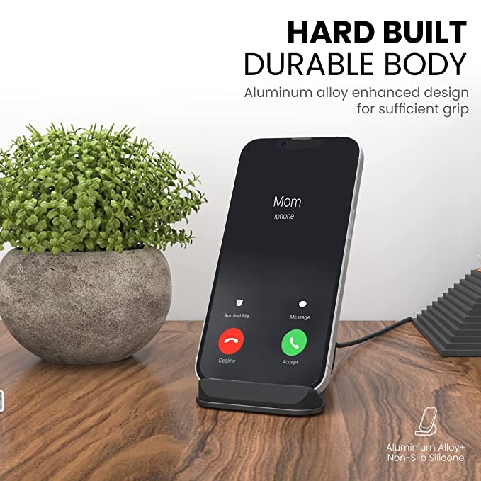 Portronics Freedom 15 Desktop Wireless Charger with 15W, Double Coil, Non-Slip, Optional Charging Angle for Cellular Phones