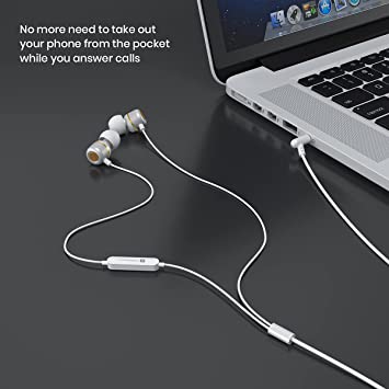Portronics Conch 10 in-Ear Wired Earphone with 3.5mm Jack, Power Audio, Built-in Mic (White)
