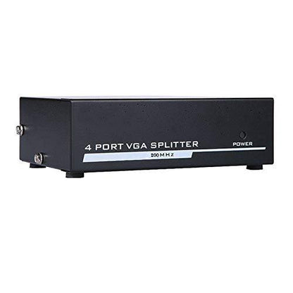 VGA Splitter 1x4 Box Ã¢â‚¬â€œ 1 Input to 4 Output Monitor Screen Duplicator with Audio Support | Share One VGA Source to 4 Displays | Mirror Display for PC, Laptop, Projector, TV