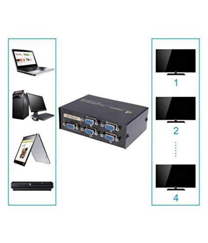 VGA Splitter 1x4 Box Ã¢â‚¬â€œ 1 Input to 4 Output Monitor Screen Duplicator with Audio Support | Share One VGA Source to 4 Displays | Mirror Display for PC, Laptop, Projector, TV