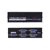 VGA Splitter 1x4 Box 1 Input to 4 Output Monitor Screen Duplicator with Audio Support | Share One VGA Source to 4 Displays | Mirror Display for PC, Laptop, Projector, TV