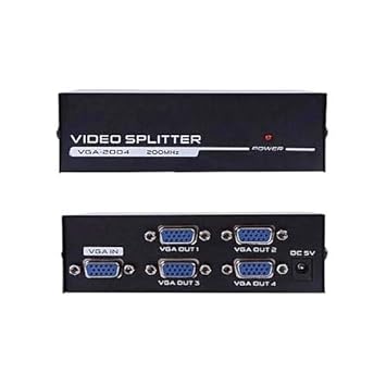 VGA Splitter 1x4 Box Ã¢â‚¬â€œ 1 Input to 4 Output Monitor Screen Duplicator with Audio Support | Share One VGA Source to 4 Displays | Mirror Display for PC, Laptop, Projector, TV