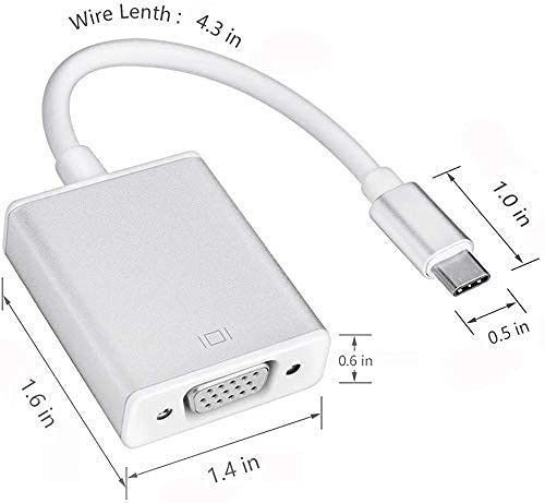 USB-C to VGA Adapter 1080P Converter for Mac Book Series, Chrome Book Pixel, Surface Book and More (Silver)
