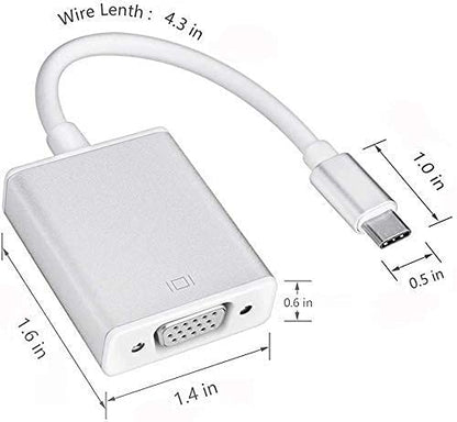 USB-C to VGA Adapter 1080P Converter for Mac Book Series, Chrome Book Pixel, Surface Book and More (Silver)