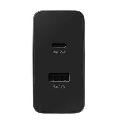 Samsung Original 35W Dual Port,Type-C & USB-A, Fast Charger (Cable not Included), Black