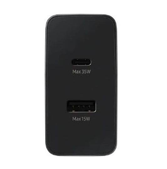 Samsung Original 35W Dual Port,Type-C & USB-A, Fast Charger (Cable not Included), Black