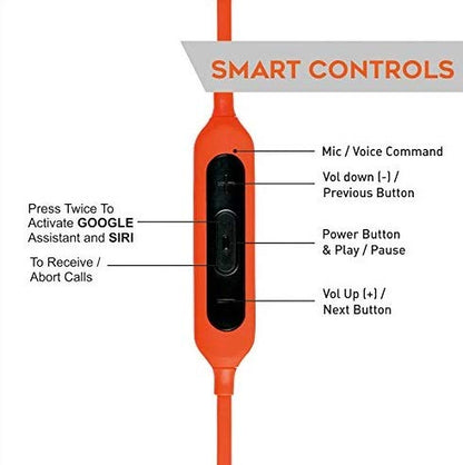 Hamaan B-11 Universal in-Ear Extra Bass Voice Command Earphones with Mic (Fiery Orange)