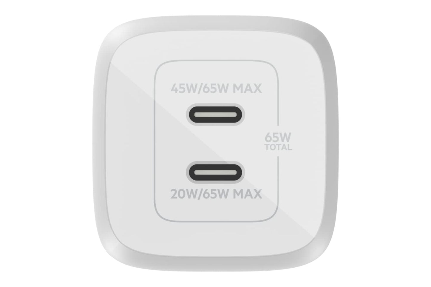 Belkin 65W Gan Dual USB-C , PD 3.0 Fast Charger, For iPhone 15, 14, 13, 12, MacBook Pro & Other USB-C Supported Devices (White)