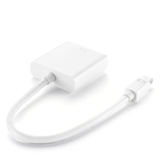 Mini DisplayPort to VGA Adapter For Computer, Desktop, Laptop, PC, Monitor, Projector, HDTV (White)
