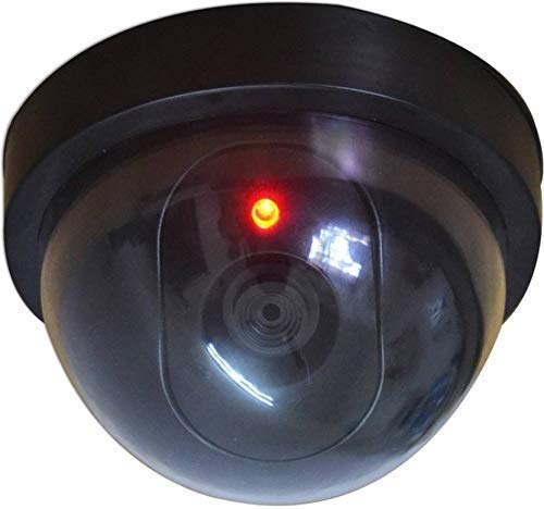 Fake Wired Security CCTV Dome Camera with Flashing Red LED Light