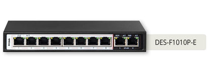 D-Link 10-Port Gigabit DES-F1010P-E PoE Switch with 8 Long Reach 250M PoE Ports and 2 Uplink Ports