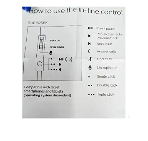 Philips Audio SHE1525BK/94 Upbeat in Ear Earphone with Mic (Black)