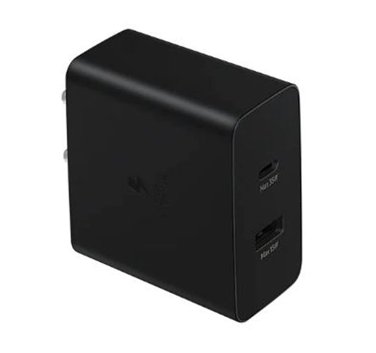 Samsung Original 35W Dual Port,Type-C & USB-A, Fast Charger (Cable not Included), Black