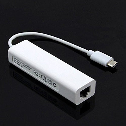 Type C to LAN Macbook Fast Ethernet Adapter USB 2.0 3 Port HUB RJ45 100Mbps for MacBook (White)