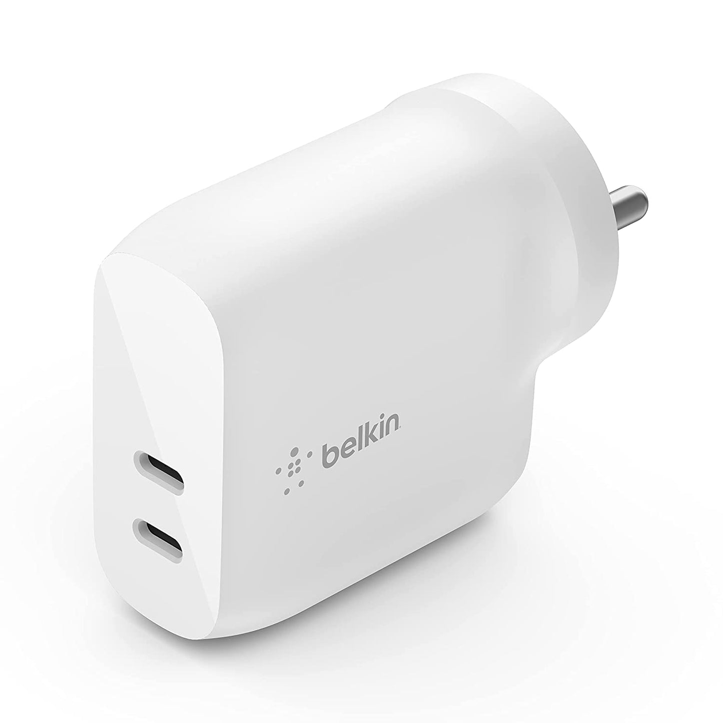 Belkin 40W Dual Port USB-C Wall Charger/Adapter, Fast Charging for iPhone 15, 14, 13, 12, iPad & Other USB-C Devices(White)