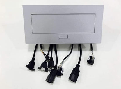 Multifunction Conference Table Connectivity and Data Box Pop Up Box/Cable Cubby with HDMI, VGA, Audio, LAN and Power Ports (Black)