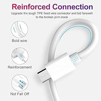 Micro USB Charging Cable PVC 17CM Compatible with Power Bank ,Headphones ,Neckband and Other USB Devices (White)