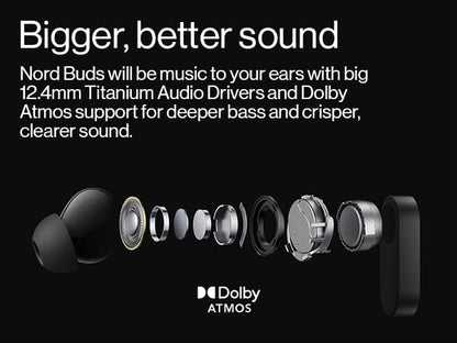 OnePlus Nord Buds E505A True Wireless in Ear Earbuds with Mic, 12.4mm Titanium Drivers, Playback:Up to 30hr