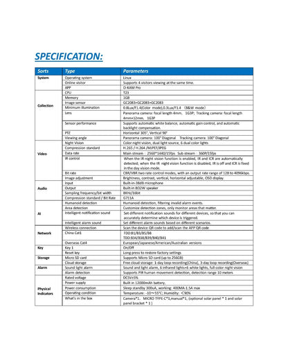 CCTV Camera 4G Solar-Powered 3MP Triple Lens Security Camera with 10X Zoom ,Wireless Outdoor Surveillance, Dual View, Motion Detection, Two-Way Audio, Built-in Alarm & Siren