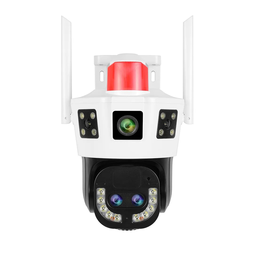 CCTV Camera 4G Solar-Powered 3MP Triple Lens Security Camera with 10X Zoom ,Wireless Outdoor Surveillance, Dual View, Motion Detection, Two-Way Audio, Built-in Alarm & Siren