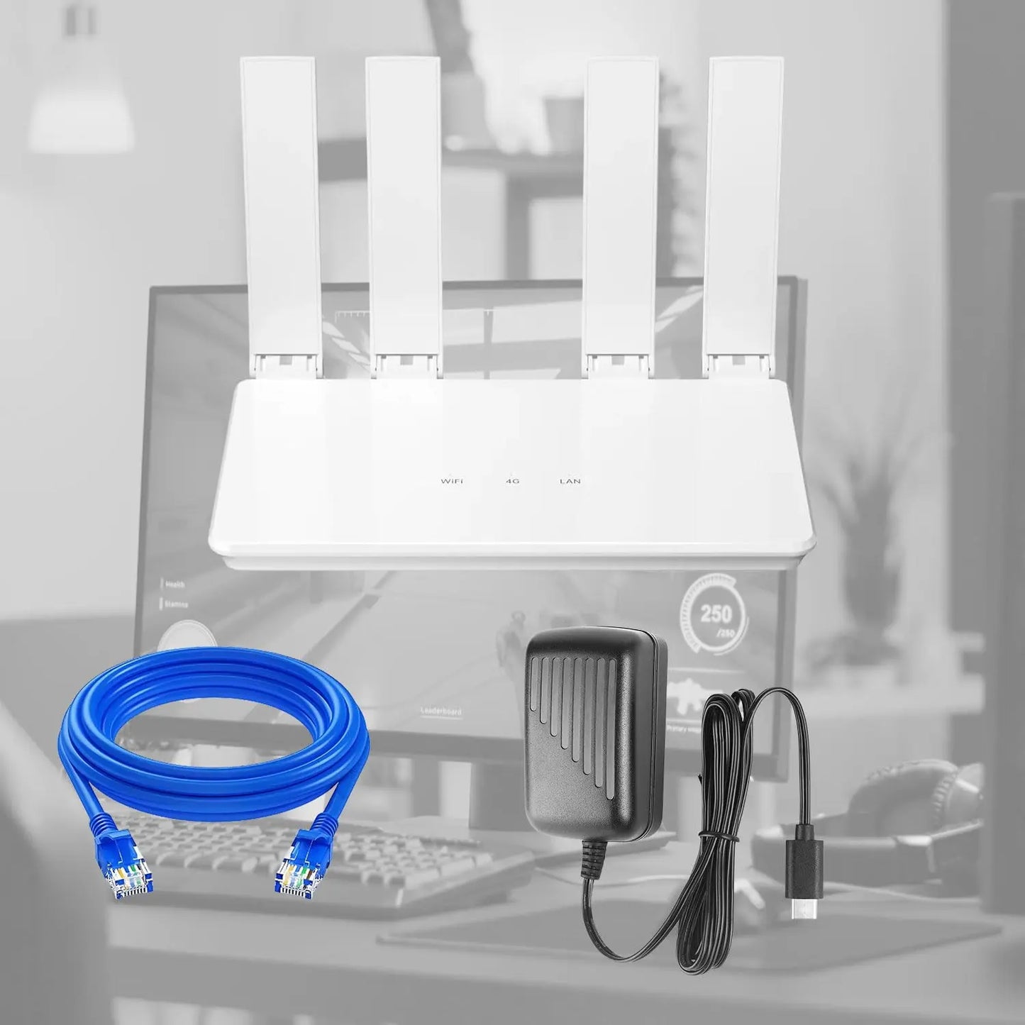 Wi-Fi Router 4G LTE  | High-Speed Wireless Router with SIM Card Slot | 4 Antennas | Mobile Hotspot for Home & Office