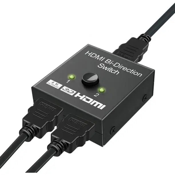 HDMI 4K 2.0 Bi-Directional Switch | 2 In 1 Out / 1 In 2 Out | 4K @ 60Hz, HDR, 3D & HDCP Pass-Through | Manual Toggle Hub for Gaming & Home Theater