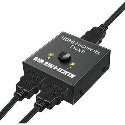 HDMI 4K 2.0 Bi-Directional Switch | 2 In 1 Out / 1 In 2 Out | 4K @ 60Hz, HDR, 3D & HDCP Pass-Through | Manual Toggle Hub for Gaming & Home Theater