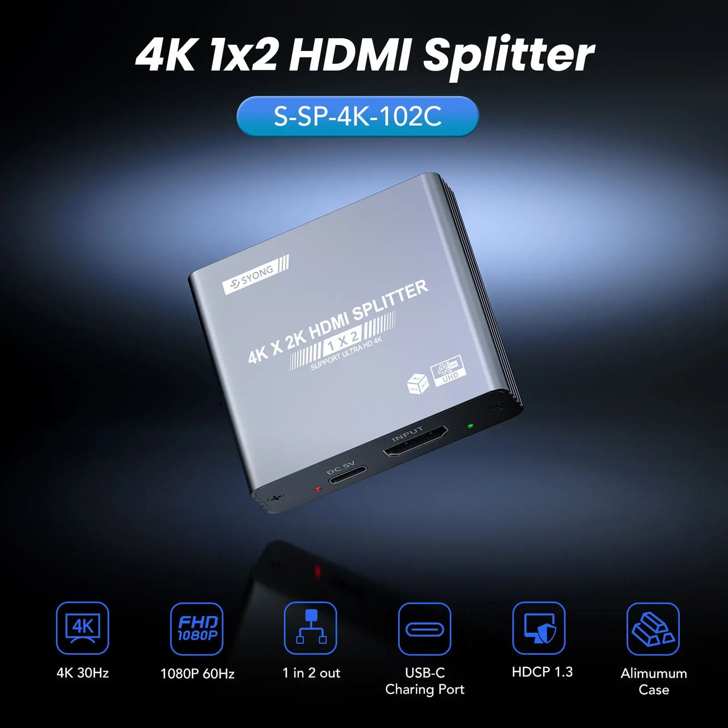 HDMI 4K Splitter – Dual Screen Display Adapter for TV & Monitors | High-Speed HDMI Splitter