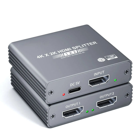 HDMI 4K Splitter – Dual Screen Display Adapter for TV & Monitors | High-Speed HDMI Splitter