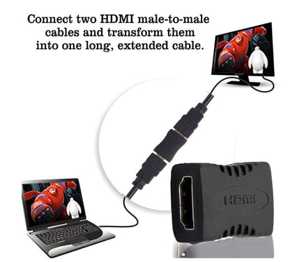 HDMI Female to Female Type-A Coupler Extender | Converter for HDTV, TV Stick, Chromecast, Laptop, Projector (Black)