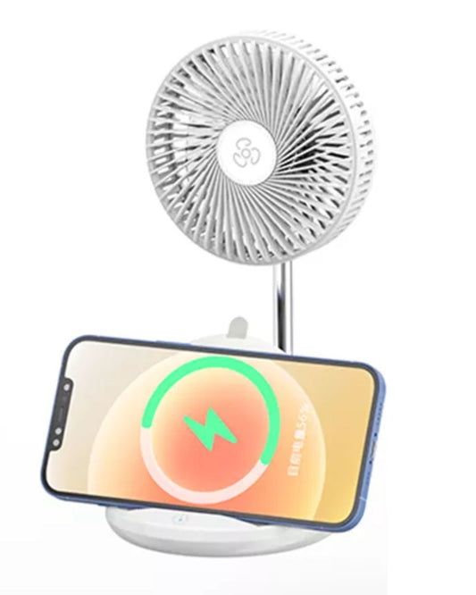 USB Mini Fans 2 in 1 Table Phone Stand With Fast Wireless Charger