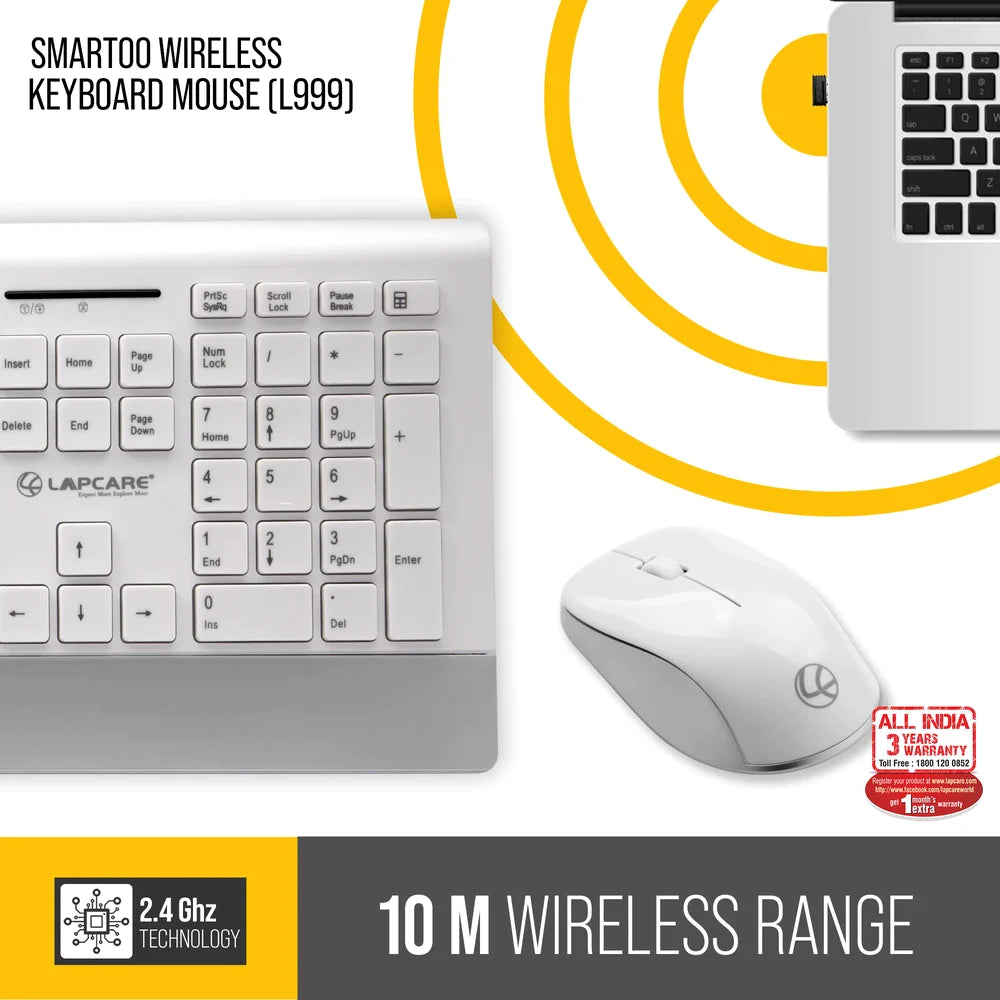 Lapcare Smartoo Wireless Combo White+Silver