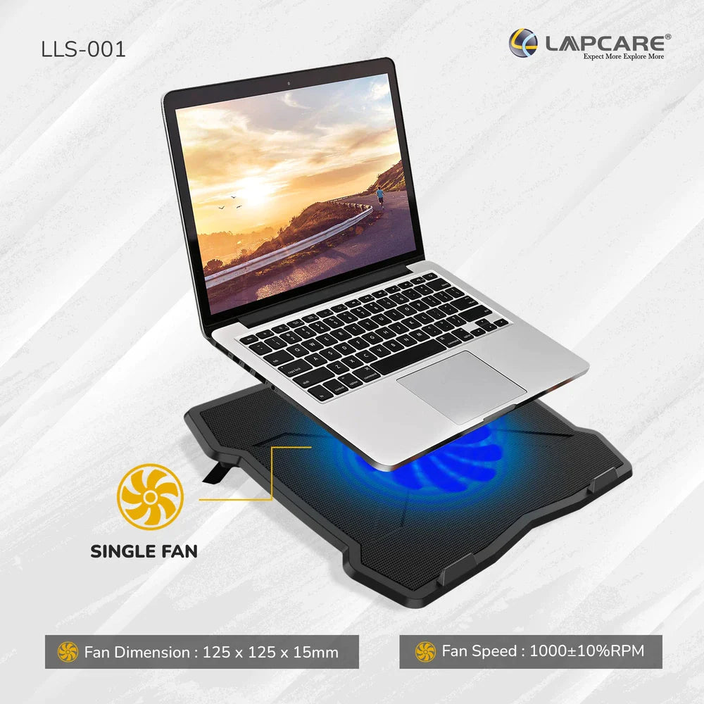 LAPCARE Lapkool-I Laptop Cooling Pad | Compatible up to 39.6cm (15.6 inch) Laptops | 1 USB Port | Ergonomic Design | Low Noise