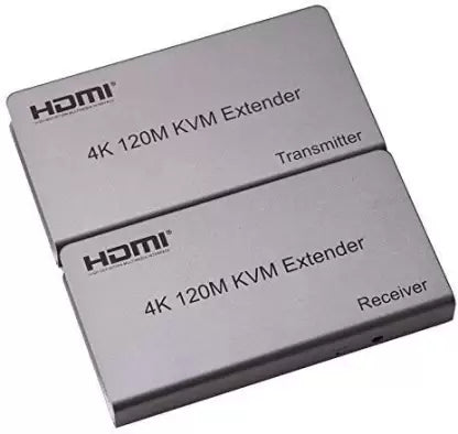 HDMI Extender 120m with KVM Audio Output IR Control Support USB Mouse and Keyboard Extension Over cat5e cat6 Cable, Supports IR 1080p Resolution for TV Projector, HDTV, DVR