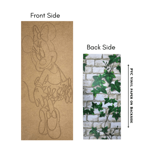 Pre Marked MDF Wooden Wall Hanging For DIY Painting Cutout 4mm Thickness (18 X 8" in) Minnie Mouse With PVC Vinyl Paper Pasted on Back Side