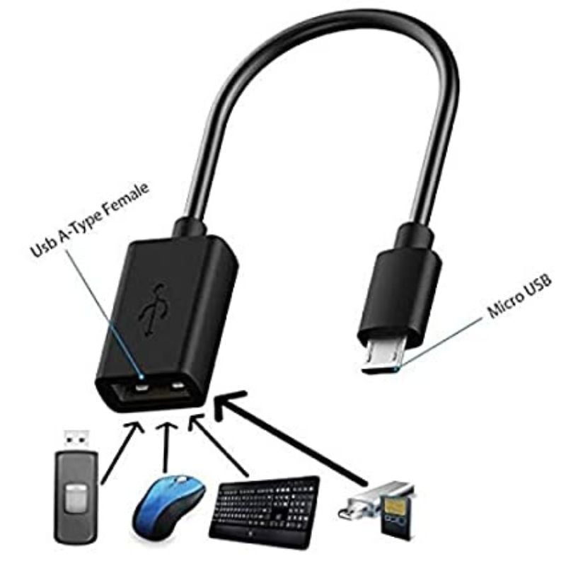 Micro to USB Female OTG Cable (Black)
