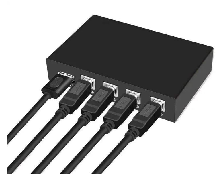 USB 2.0 4-Port Switch Box for 4 PC Share 1 USB Device for PC, Printer, Scanner, Camera, Keyboard