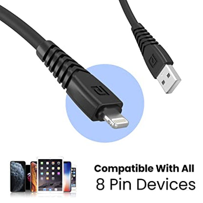 Portronics Konnect Core 8 PIN Cable Tangle-Free with 3A Rapid Charging & 480mbps Data Transmission, 1M (Black)