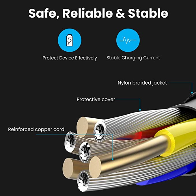 Portronics Konnect Spydr 31 3-in-1 Multi Functional with 3.0A Output Tangle Resistant, 1.2M Nylon Braided