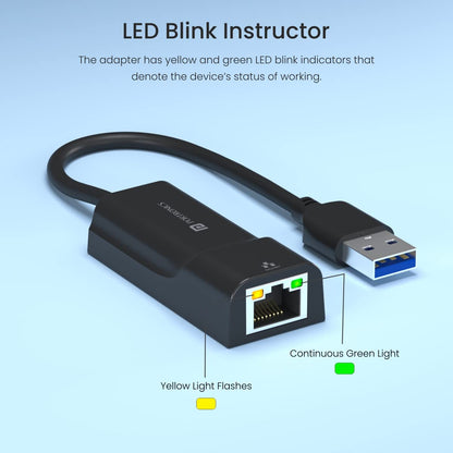 Portronics Mport 45 USB 2.0 Ethernet LAN Adapter USB to LAN RJ 45 with 1000 Mbps, Fast Speed (Black)