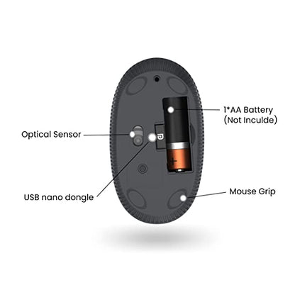 Portronics Toad 22 2.4Ghz Wireless Optical Mouse for Laptops/PC with USB Nano Dongle, Optical Orientation, Adjustable DPI