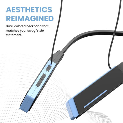 Portronics Harmonics Z2 Wireless Bluetooth 5.2 Headset with Mic, Noise Cancelling, Upto 30Hrs Playtime, Fast Charging Type C Neckband