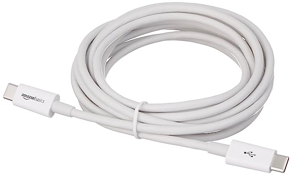 Amazon Basics USB Type-C to Type-C 2.0 Cable for Charging Adapter, Smartphone - 9 Feet (2.7 Meters) - White