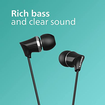 PHILIPS TAE1136 Wired in Ear Earphones with Built in Mic (Black)