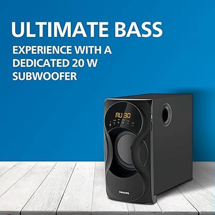 Philips SPA5162B 60W 5.1 Channel Wired Speaker System, Black