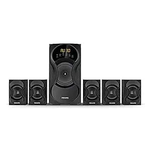 Philips SPA5162B 60W 5.1 Channel Wired Speaker System, Black