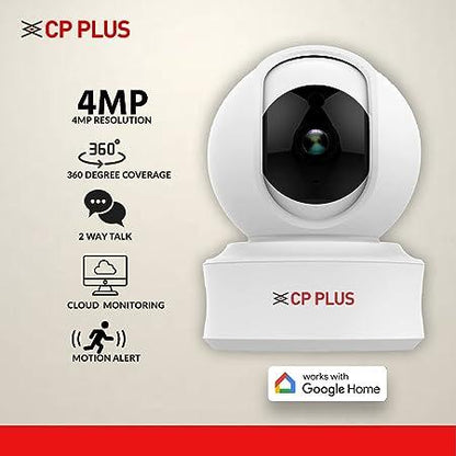 CP PLUS CP-E41A 4MP Wi-fi PT Home Security Camera|360 with Pan & Tilt|Two Way Talk|Cloud Monitoring|Motion Detect|Night Vision (White)