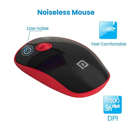 Portronics Key2-A Combo of Multimedia Wireless Keyboard & Mouse, Compact Light-Weight for PCs, Laptops and Smart TV (Red)