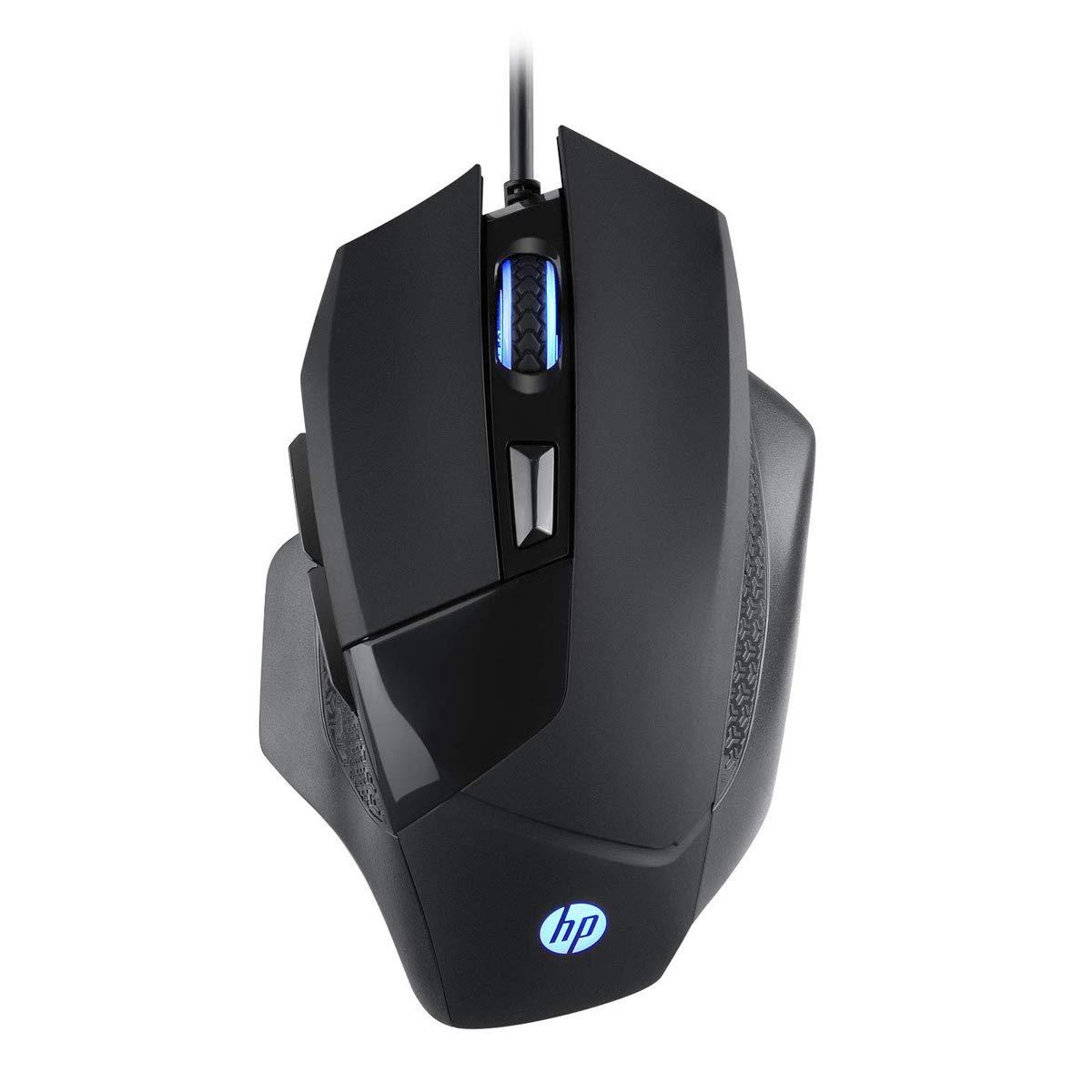 HP G200 Backlit USB Wired Gaming Mouse with Ergonomic Design,Customizable Buttons, Adjustable 4000 DPI, RGB Lighting(Black)