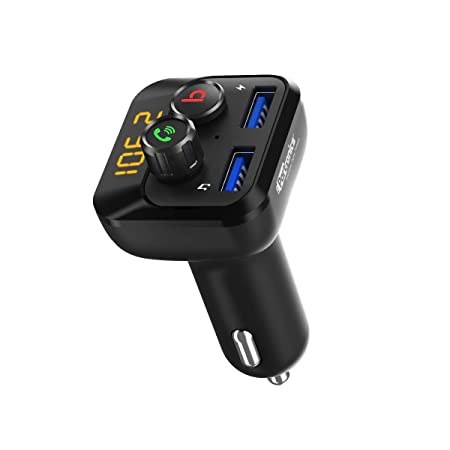 Portronics AUTO 10 Bluetooth - FM Transmitter in-Car Radio Adapter 3.4A Dual USB Fast Charger (Black)